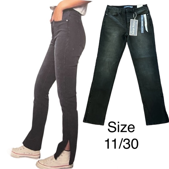 11/30 Indigo Rising High Rise
Slim Straight Fit Jeans Black Wash - Picture 1 of 11